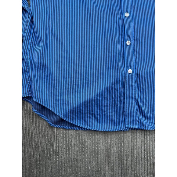 Robert Graham Tailored Fit Men Shirt Size 2XL Blue Striped Cotton Long Sleeve. - Picture 9 of 10